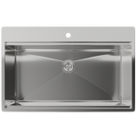 Превью картинка Металлическая мойка Rivelato RINOX 8050 нерж.сталь 1 чаши 800*500*200 мм в комплекте (доска, коландер, рол мат) #2