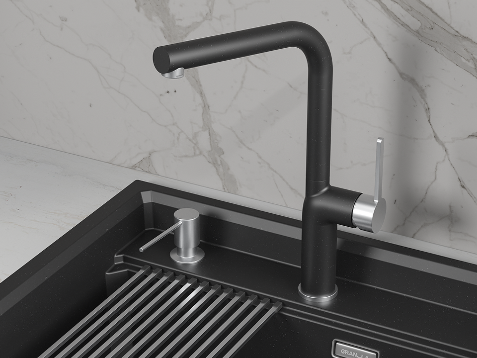 Фото Смеситель для кухни GRANULA 9502, ШВАРЦ