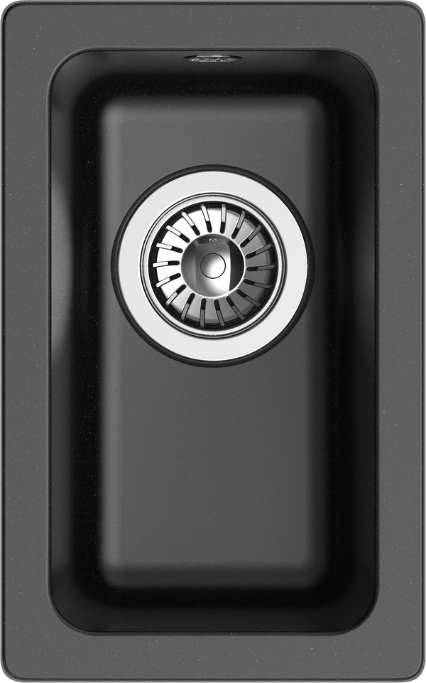 Фото Кварцевая мойка Rivelato BERKANA 25 подст.монтаж 1-чаш 305*455 nero