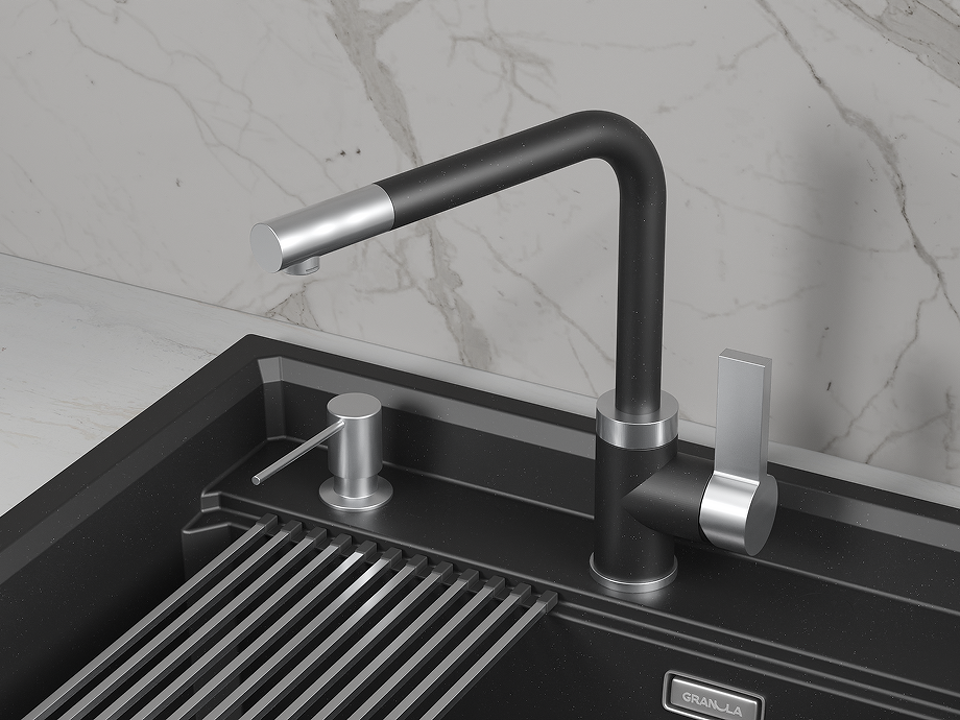 Фото Смеситель для кухни GRANULA 5504, ШВАРЦ