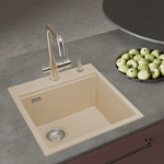 Превью картинка Гранитная мойка Rivelato TESORO 455-L 1-чаш 450*510 Темный бежевый #3