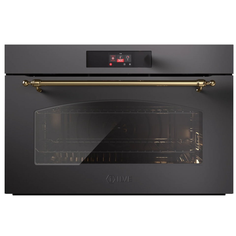 Фото Электрический духовой шкаф ILVE Nostalgie OV91NT31/MGG матовый графит (фурн. латунь)