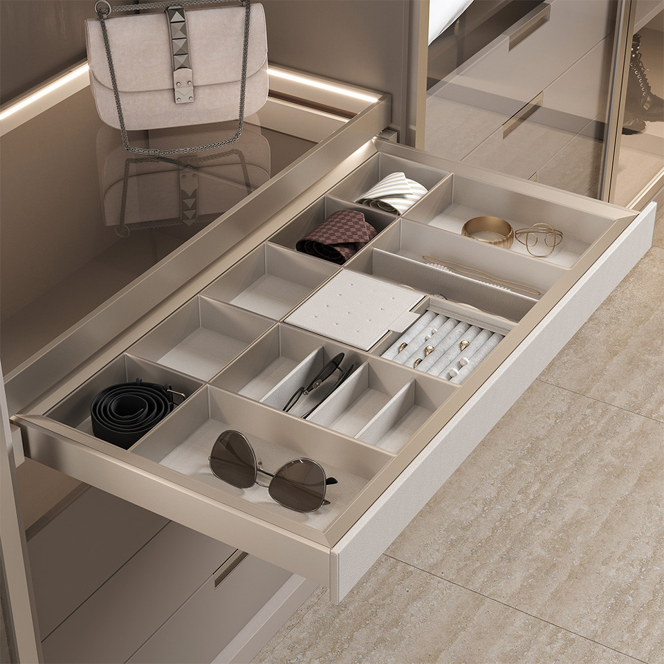 Фото Duslar Выдвижной органайзер ELITIUM для украшений и аксессуаров, ширина 764 мм, шампань/бежевый