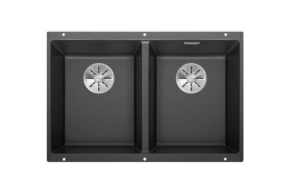 Фото Гранитная мойка Blanсo SUBLINE 350/350-U SILGRANIT PuraDur антрацит с отв.арм. InFino