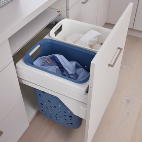 Картинка Hailo Система хранения белья LAUNDRY CARRIER 66 л, выдвижной фасад 600 мм, белый/синий