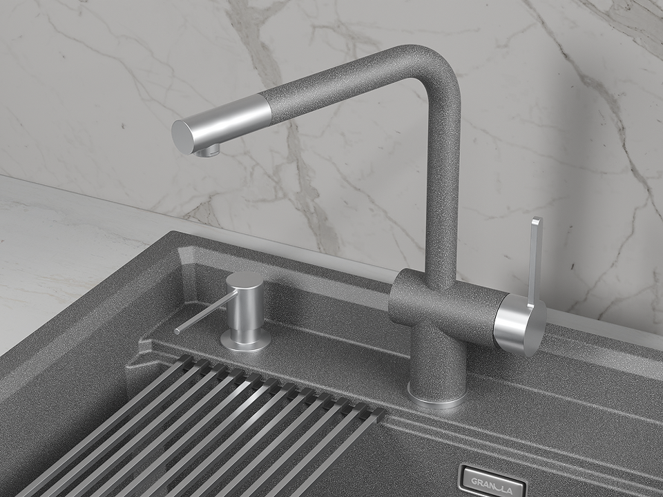 Фото Смеситель для кухни GRANULA 5017, ГРАФИТ