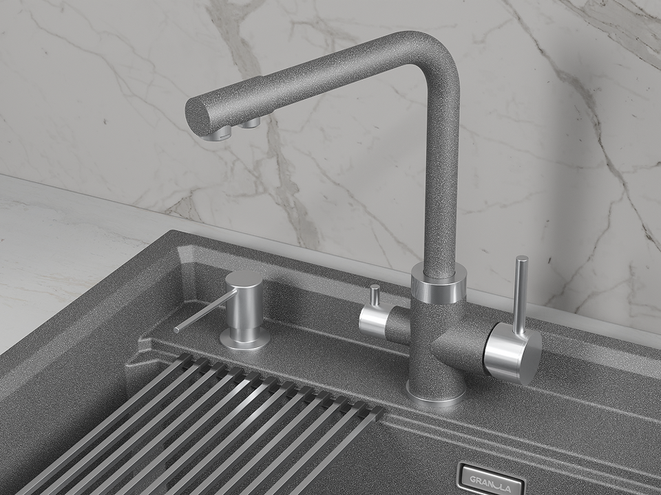 Фото Смеситель для кухни GRANULA 5015, ГРАФИТ