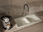 Превью картинка Смеситель для кухни Rivelato Adria U-обр. гибкий излив с краном питьевой воды D-35мм Белый 101/золото арт1523517 Белый 101 золото #3