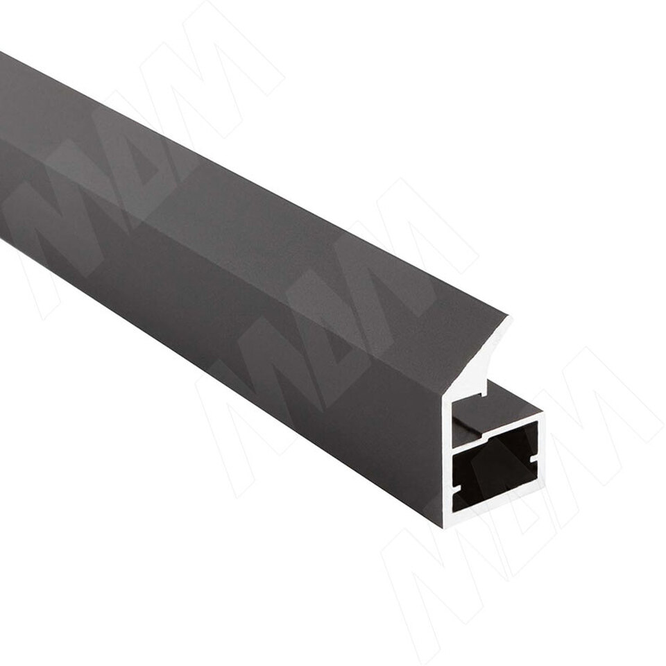 Фото PULSE LINEA Профиль рамочный узкий, с наклонной ручкой, черный (анод), L-5400 (FP00738TBL)