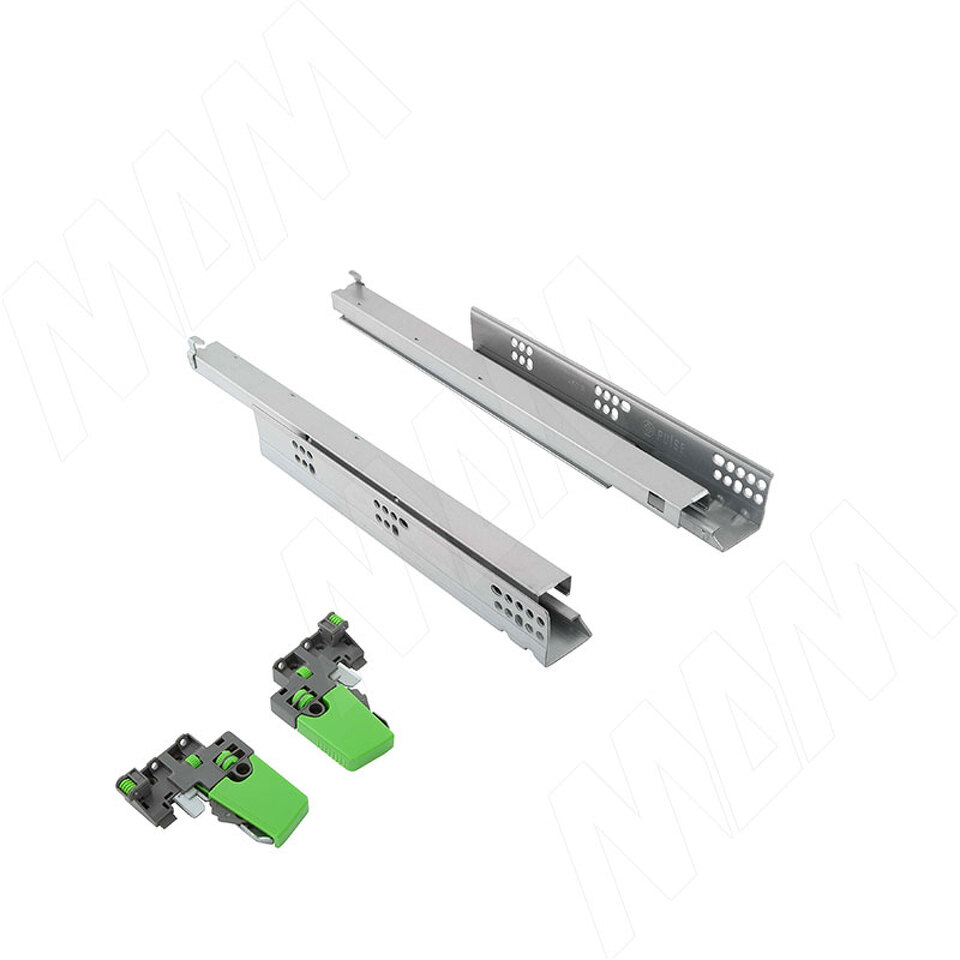 Фото PULSE ВЕКТОР ПРО Направляющие скрытого монтажа 400 мм, с доводчиком, полное выдвижение, с фиксаторами 3Д, VEKTOR.PRO LS (V.PRO.LS400)