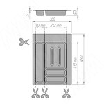Превью картинка Elletipi UPPO Лоток кухонный для столовых приборов для ящика c фасадом 400мм, цвет серый базальт (R140SC9720) #3
