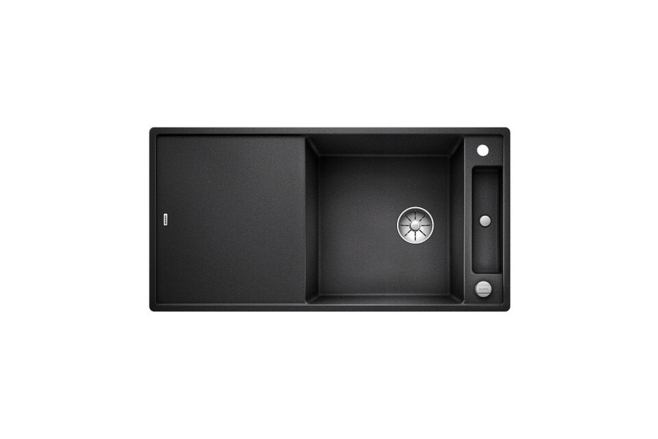Фото Гранитная мойка Blanсo AXIA III XL 6 S SILGRANIT PuraDur антрацит, разделочный столик ясень c кл.-авт. InFino