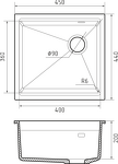 Превью картинка Гранитная мойка Rivelato LINO 454-R 1-чаш 450*440 nero #3