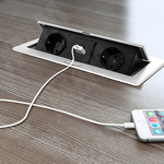 Превью картинка PULSE ПОП-АП Выдвижной блок розеток, 265*118 мм, 2 розетки, 1 USB, 1 USB Type-C, быстрая зарядка, белый, POP-UP (PU-S-2S1A1C-F-WH) #4