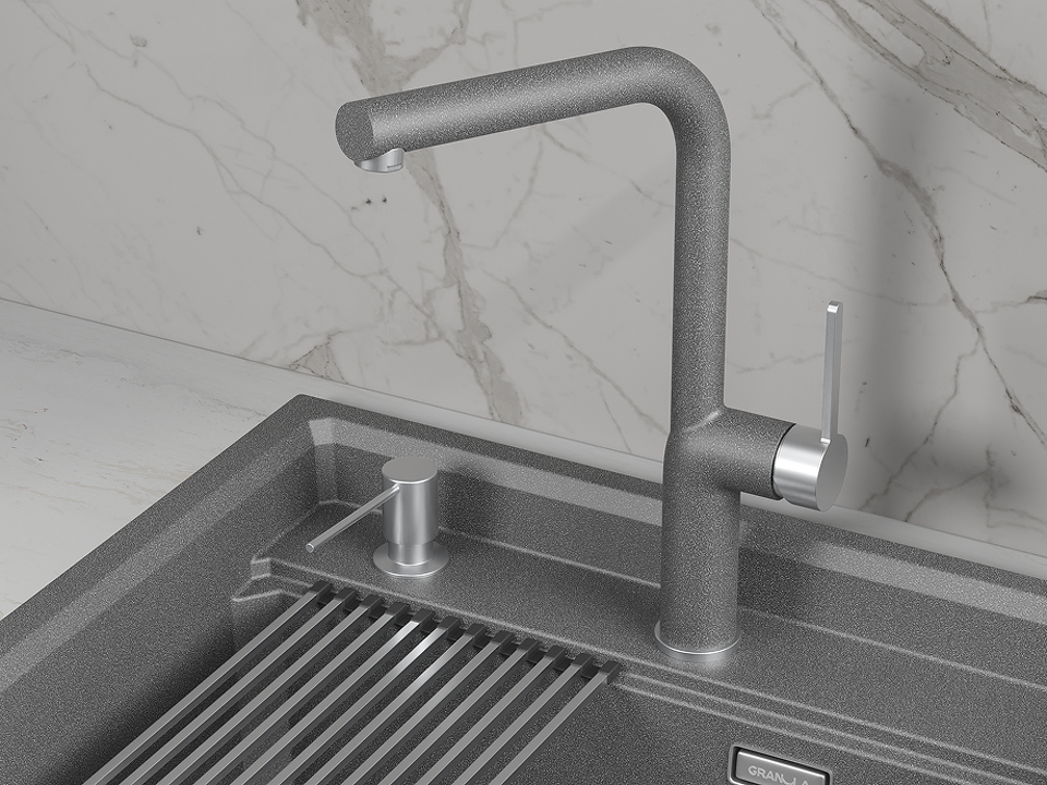 Фото Смеситель для кухни GRANULA 9502, ГРАФИТ