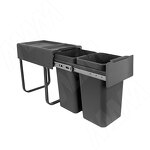 Превью картинка PULSE EASYBOX F30 Корзина встраиваемая для мусора выдвижная с доводчиком и крышкой-полкой, объём 28 (2x14) л, цвет тёмно-серый (EMB302-28DG) #2