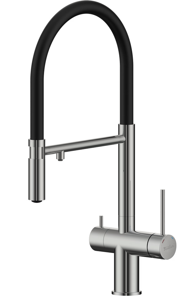 Фото Смеситель для кухни Rivelato Adria U-обр. гибкий излив с краном питьевой воды D-35мм brushed