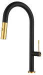 Превью картинка Смеситель для кухни Rivelato Asti U-обр. с выдвижной лейкой D-35мм nero/oro #1