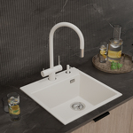 Превью картинка Гранитная мойка Rivelato TESORO 505-R 1-чаш 500*510 Белый 101 #3