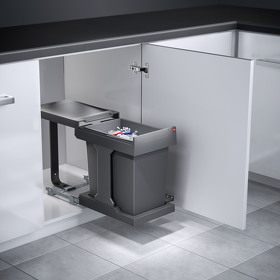 Картинка Hailo Мусорное ведро SOLO 20 л, распашной фасад 400 мм, антрацит