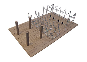 Картинка Деревянный органайзер WOODLINE для кастрюль, крышек и сковородок, фасад 900 мм, 782x472х210 мм, орех