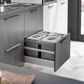 Картинка Ekotech Система сортировки JAZZ 32.5 л, 4 ведра, выдвижной фасад 600 мм, антрацит