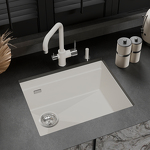 Превью картинка Гранитная мойка Rivelato LINO 554-L 1-чаш 550*440 Белый 101 #3