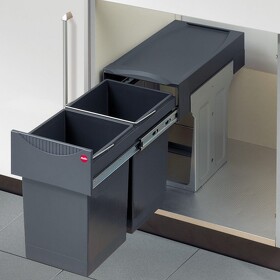 Картинка Hailo Система сортировки TANDEM DARK 30 л, распашной фасад 350 мм, антрацит