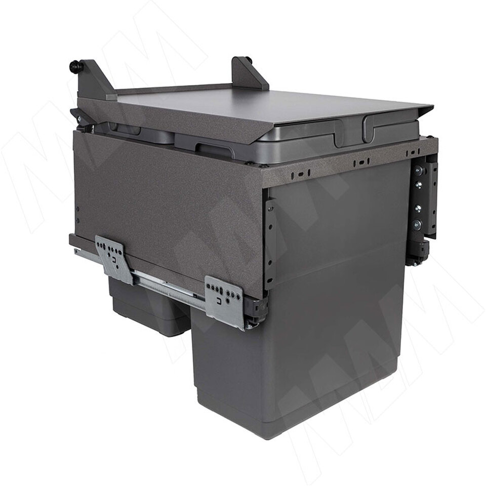 Фото Vibo GLOBE 2.0 M45A Система сортировки и хранения, 3 емкости (30л+10л+9л), креп. фасада, полн.выдв., плавн.закр., направл. Nova Pro, автоматическая крышка. (PG2GME453AGM)