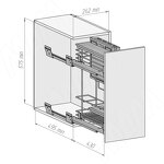 Превью картинка Vibo ROUND Корзина универс., с раздел.доской и держателем для ножей, 300 мм, с боковым креплением лев., направляющие Nova Pro (EGTGMSL30SXMUC) #3