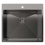 Превью картинка Металлическая мойка Rivelato RINOX 5450 PVD black нерж.сталь 1 чаша 540*500*200 мм #1