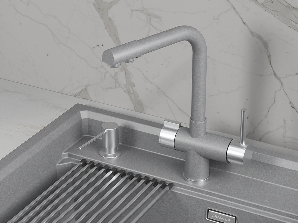 Фото Смеситель для кухни GRANULA 5008, АЛЮМИНИУМ