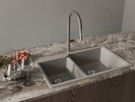 Превью картинка Смеситель для кухни Rivelato Asti U-обр. с выдвижной лейкой D-35мм Серый 803/хром #3