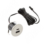 Превью картинка PULSE USB-розетка, врезная, 1 USB, 1 Type-C, никель матовый (USB-2S-C-MN) #1