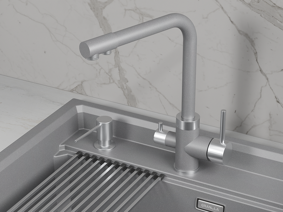Фото Смеситель для кухни GRANULA 5015, АЛЮМИНИУМ
