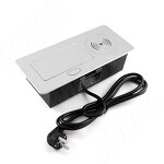 Превью картинка PULSE Выдвижной блок розеток, 265*118 мм, 1 розетка, USB, USB type-C, беспроводная зарядка, серебро (RBS-S-2USB-CW-SL) #2