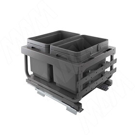 Картинка Vibo KOMBI 2.0 MINI M45W Система сортировки и хранения, 2 емкости (16л+16л), креп. фасада, полн.выдв., плавн.закр. направл. Nova Pro (MKOMBI2GME452SCGM)