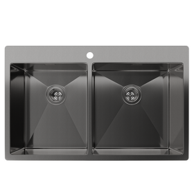 Картинка Rivelato RINOX 8050 B2 PVD черный нерж.сталь 2 чаши 800*500*200 мм