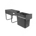 Превью картинка PULSE EASYBOX F30 Корзина встраиваемая для мусора выдвижная с доводчиком и крышкой-полкой, объём 22 (1x22) л, цвет тёмно-серый (EMB301-22DG) #2