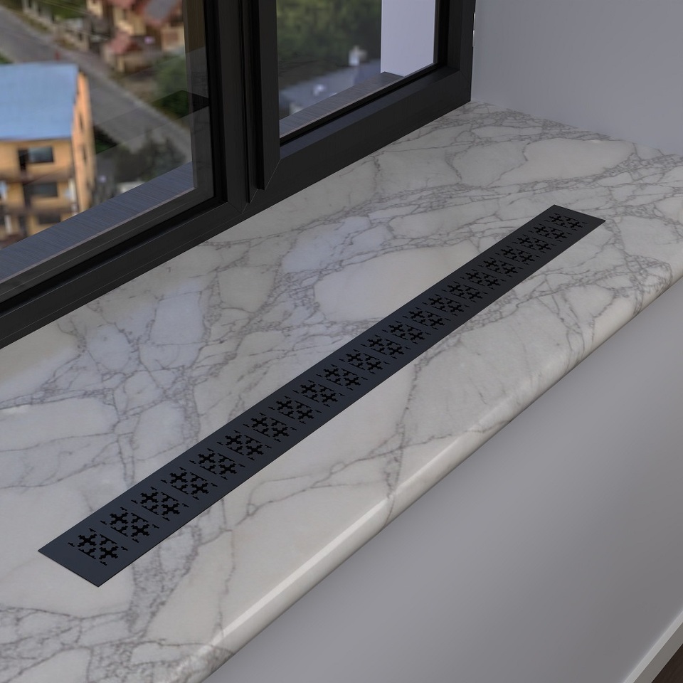 Фото Duslar Решетка вентиляционная с орнаментом 700х60 мм, черный