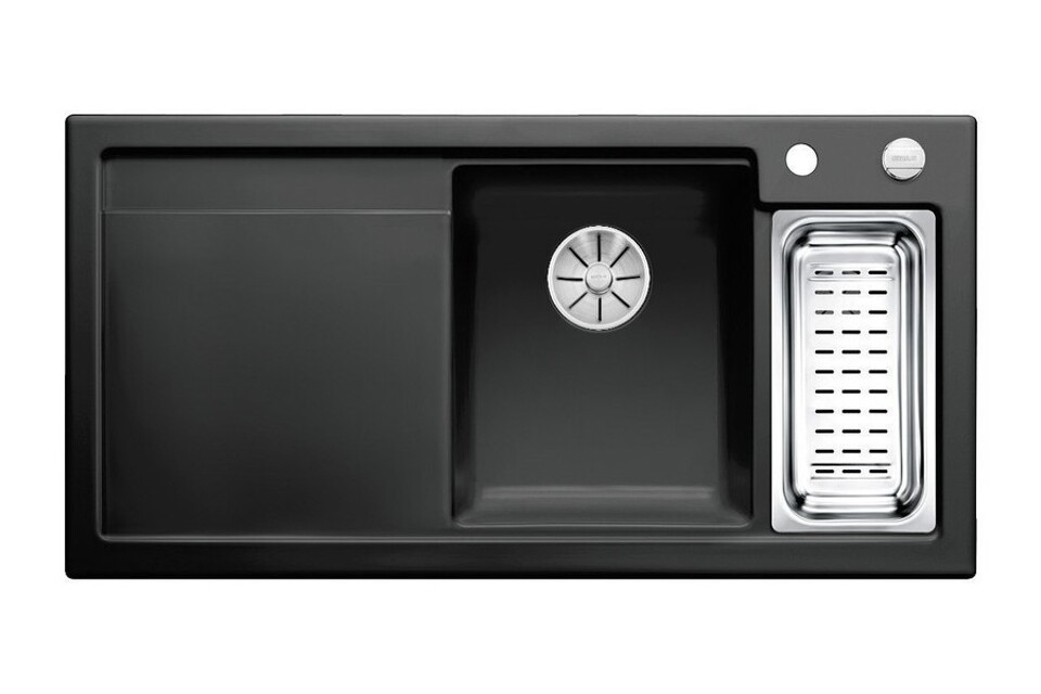 Фото Гранитная мойка Blanсo AXON II 6 S (чаша справа) керамика PuraPlus черный с кл.-авт. InFino