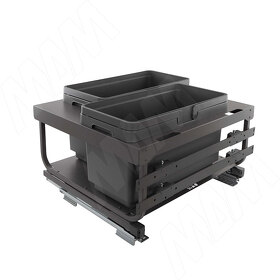 Картинка Vibo KOMBI 2.0 MINI M60W Система сортировки и хранения, 2 емкости (20л+20л), креп. фасада, полн.выдв., плавн.закр. направл. Nova Pro (MKOMBI2GME602SCGM)