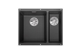 Картинка Blanсo SUBLINE 340/160-U SILGRANIT PuraDur антрацит (чаша слева) с отв.арм. InFino