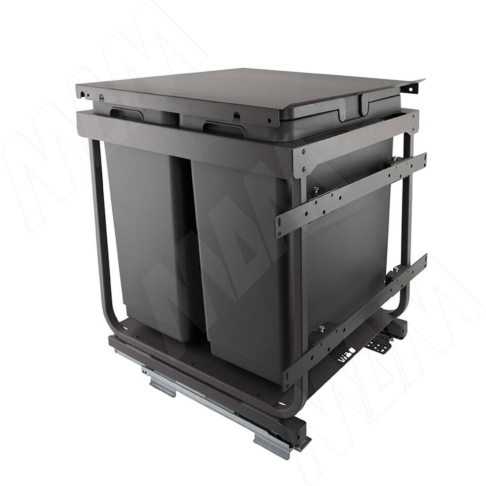 Фото Vibo KOMBI 2.0 M50W Система сортировки и хранения, 2 емкости (30л+30л), креп. фасада, полн.выдв., плавн.закр., направл. Nova Pro, крышка-полка (KOMBI2GME502SCGMRF)