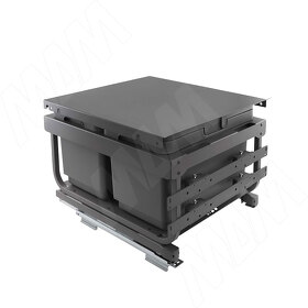 Картинка Vibo KOMBI 2.0 MINI M40W Система сортировки и хранения, 2 емкости (12л+12л), креп. фасада, полн.выдв., плавн.закр. направл. Nova Pro, крышка-полка (MKOMBI2GME402SCGMRF)