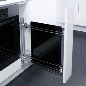 Картинка Vauth-Sagel Бутылочница с жестяным дном для противней, выдвижной фасад 150 мм, хром