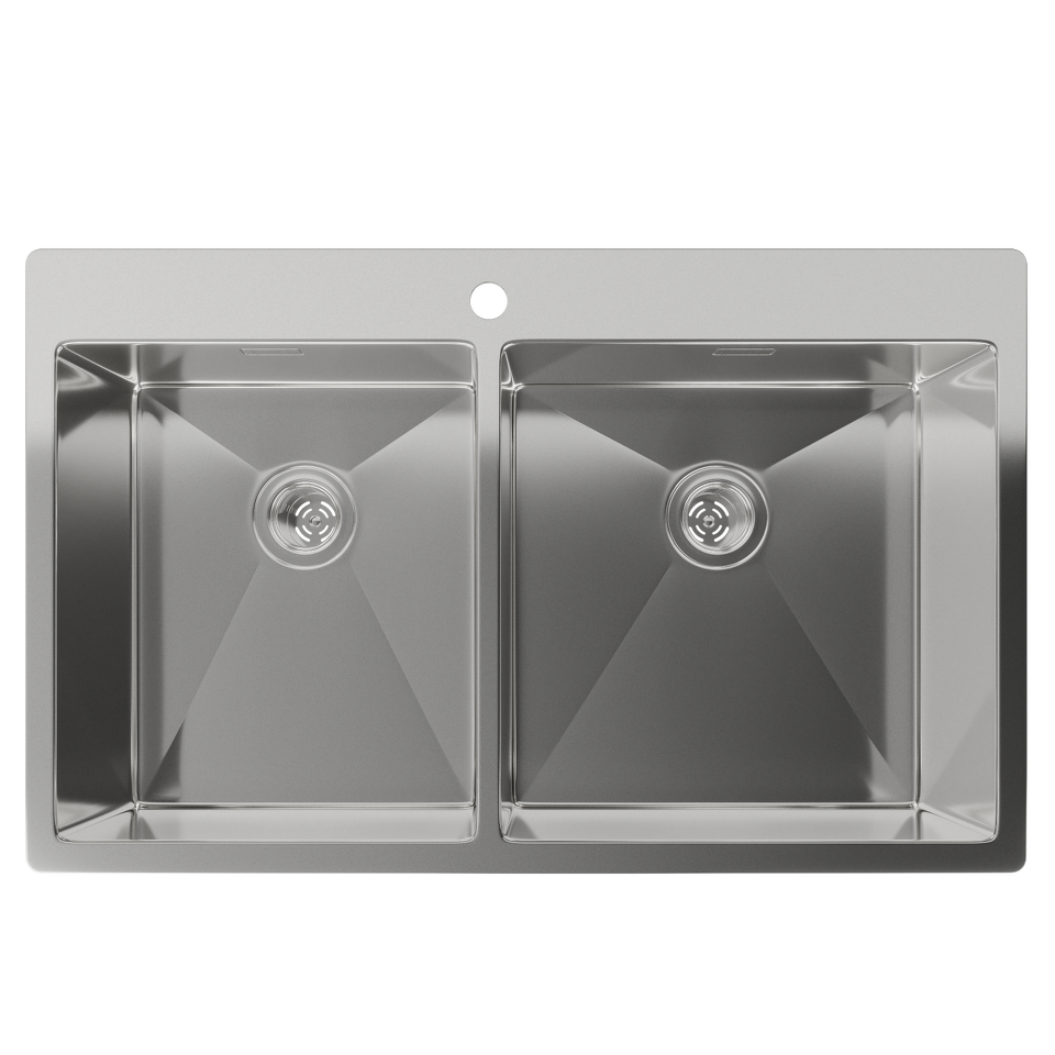 Фото Металлическая мойка Rivelato RINOX 8050 B2 нерж.сталь 2 чаши 800*500*200 мм
