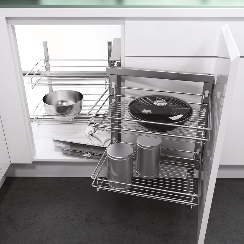 Фото Vauth-Sagel Волшебный уголок CLASSIC, выдвижной фасад 450-600 мм, правый, хром