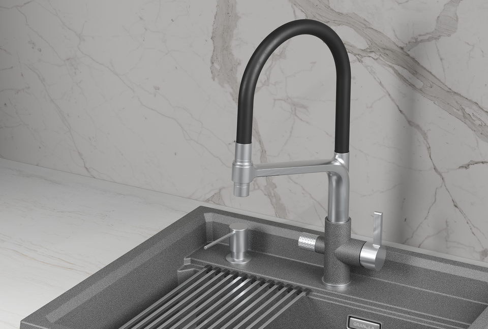 Фото Смеситель для кухни GRANULA 5083, ГРАФИТ