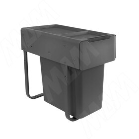 Картинка PULSE EASYBOX F30 Корзина встраиваемая для мусора выдвижная с доводчиком и крышкой-полкой, объём 25 (1x25) л, цвет тёмно-серый (EMB301-25DG)